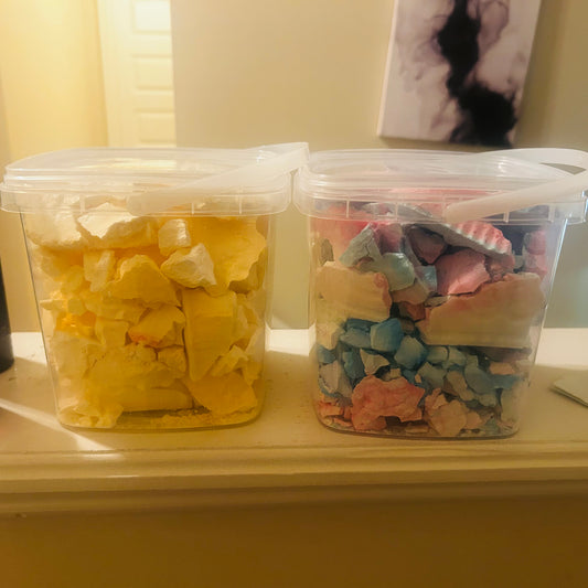 Bucket of brick pieces